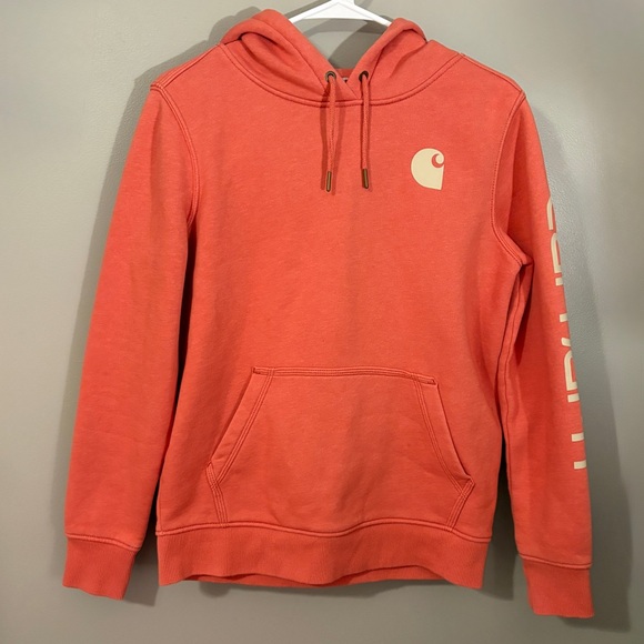 Carhartt Women’s Relaxed Fit Midweight Logo Sleeve Graphic Hoodie - Picture 1 of 5